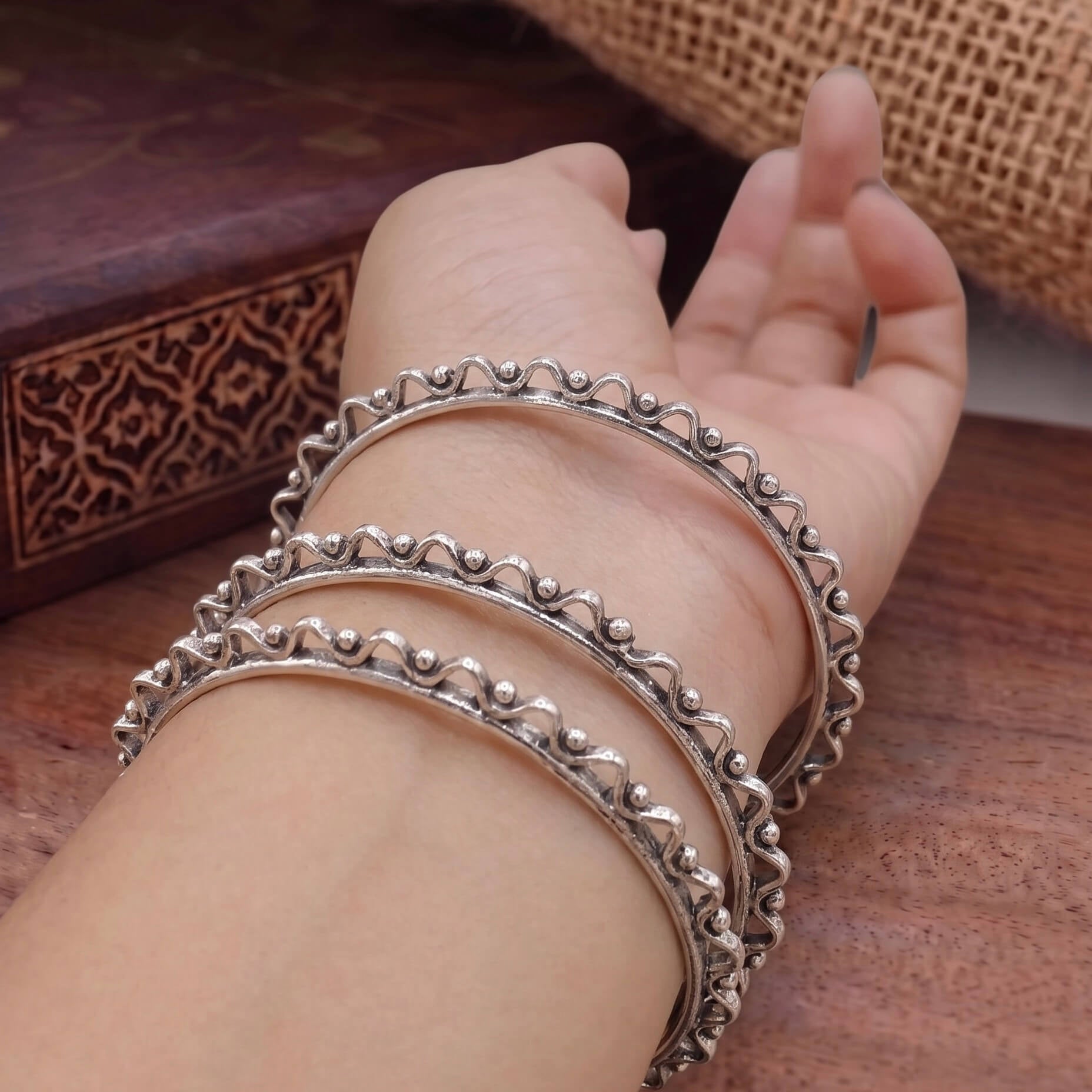 Diya Silver Bangle 925 sterling silver meera jaipur