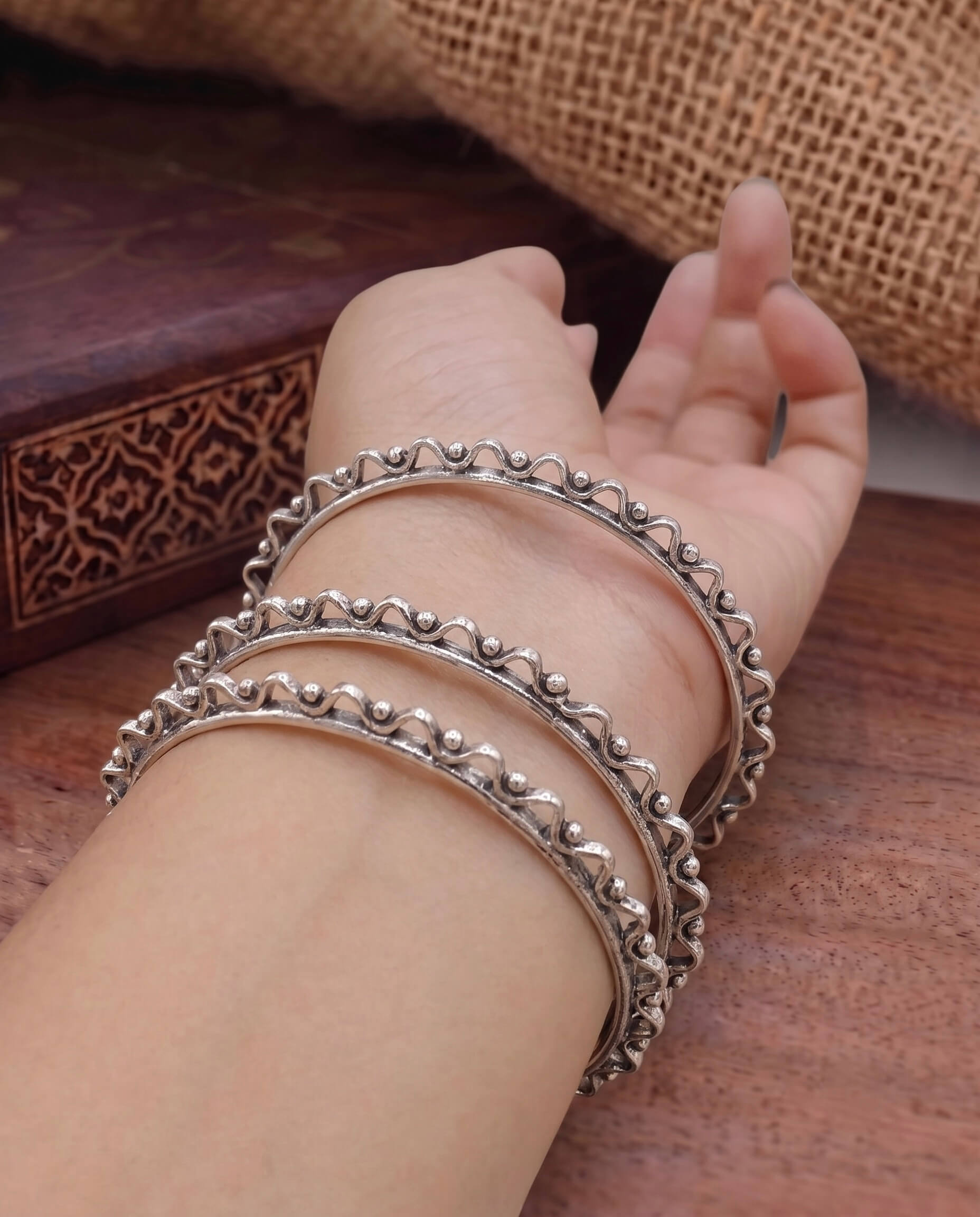 Diya Silver Bangle 925 sterling silver meera jaipur