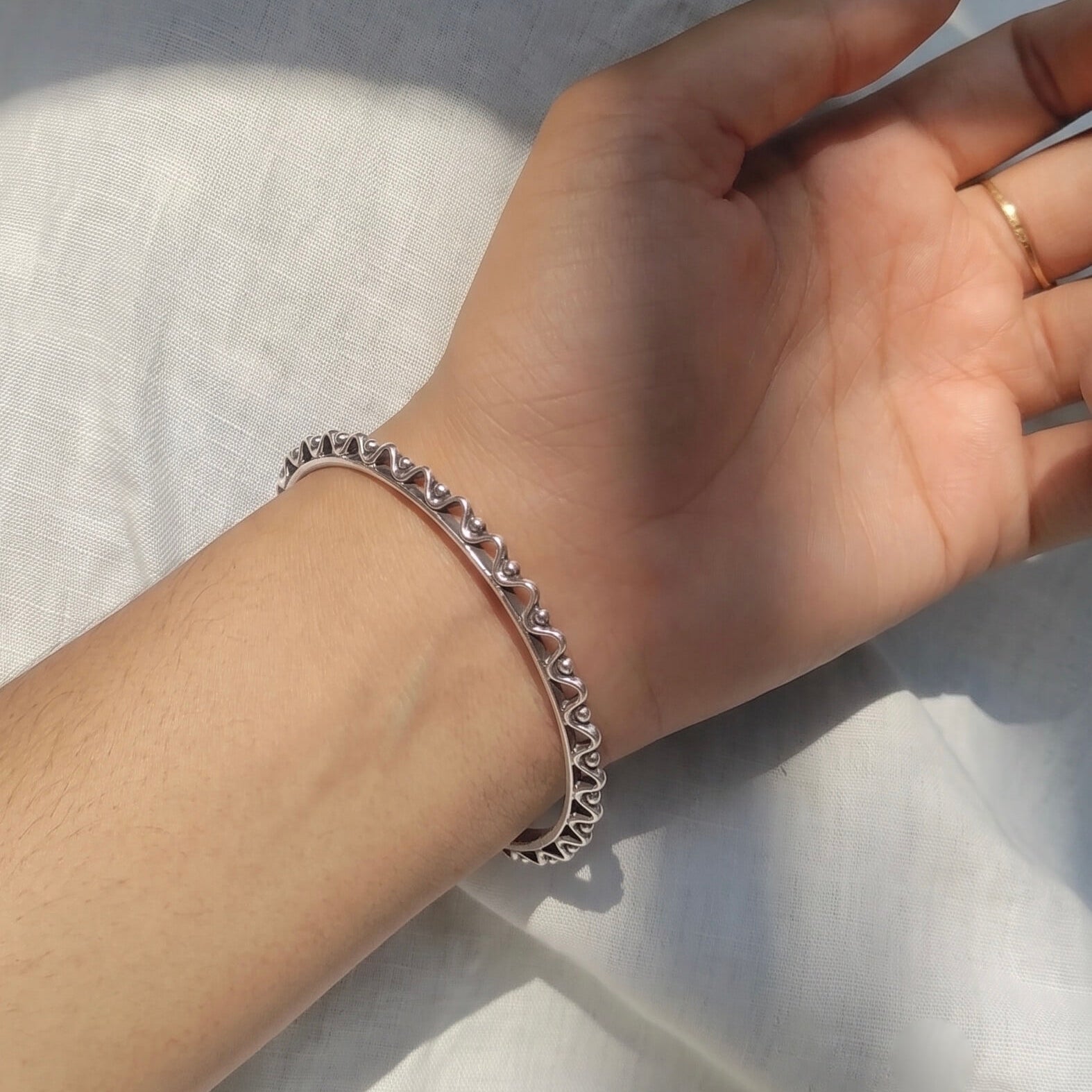 Diya Silver Bangle 925 sterling silver meera jaipur