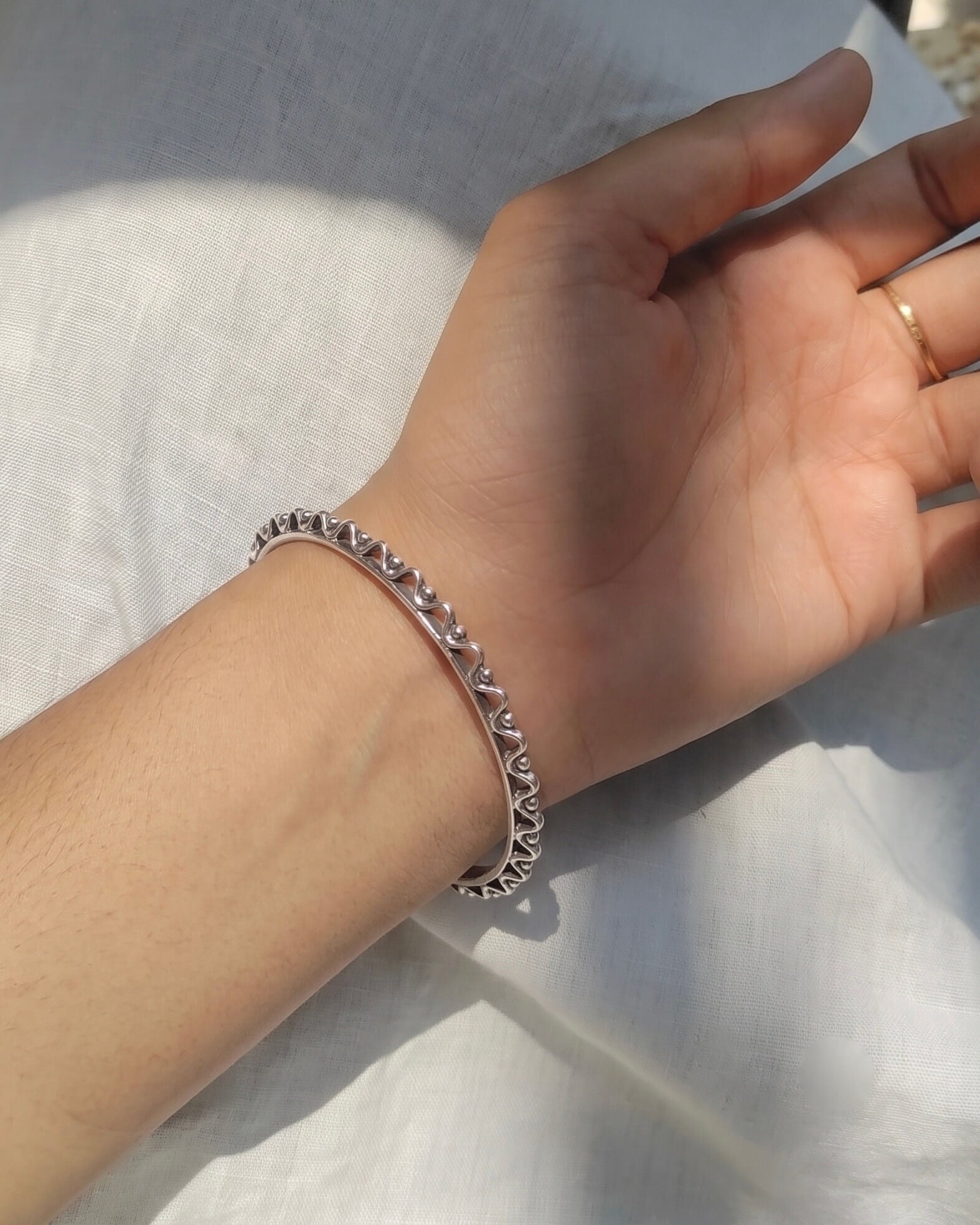 Diya Silver Bangle 925 sterling silver meera jaipur