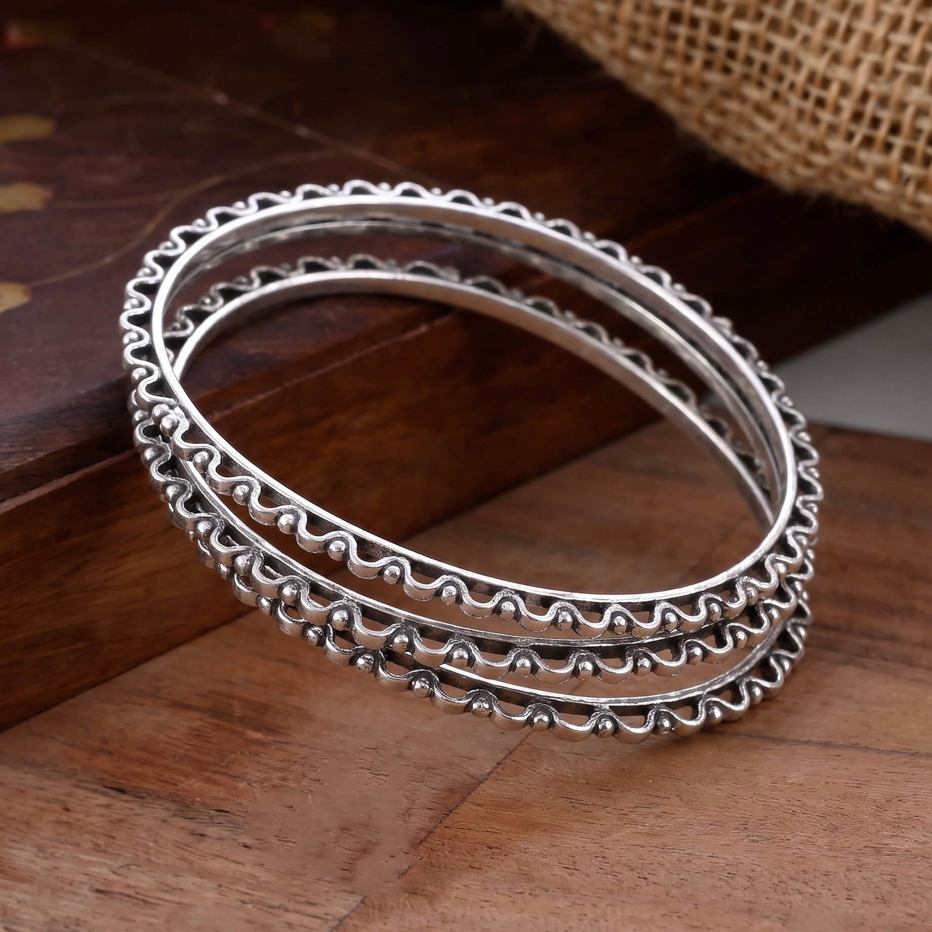 Diya Silver Bangle 925 sterling silver meera jaipur