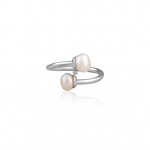 Dual pearl silver ring - 925 Silver Jewellery Meera Jaipur