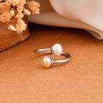 Dual pearl silver ring - 925 Silver Jewellery Meera Jaipur