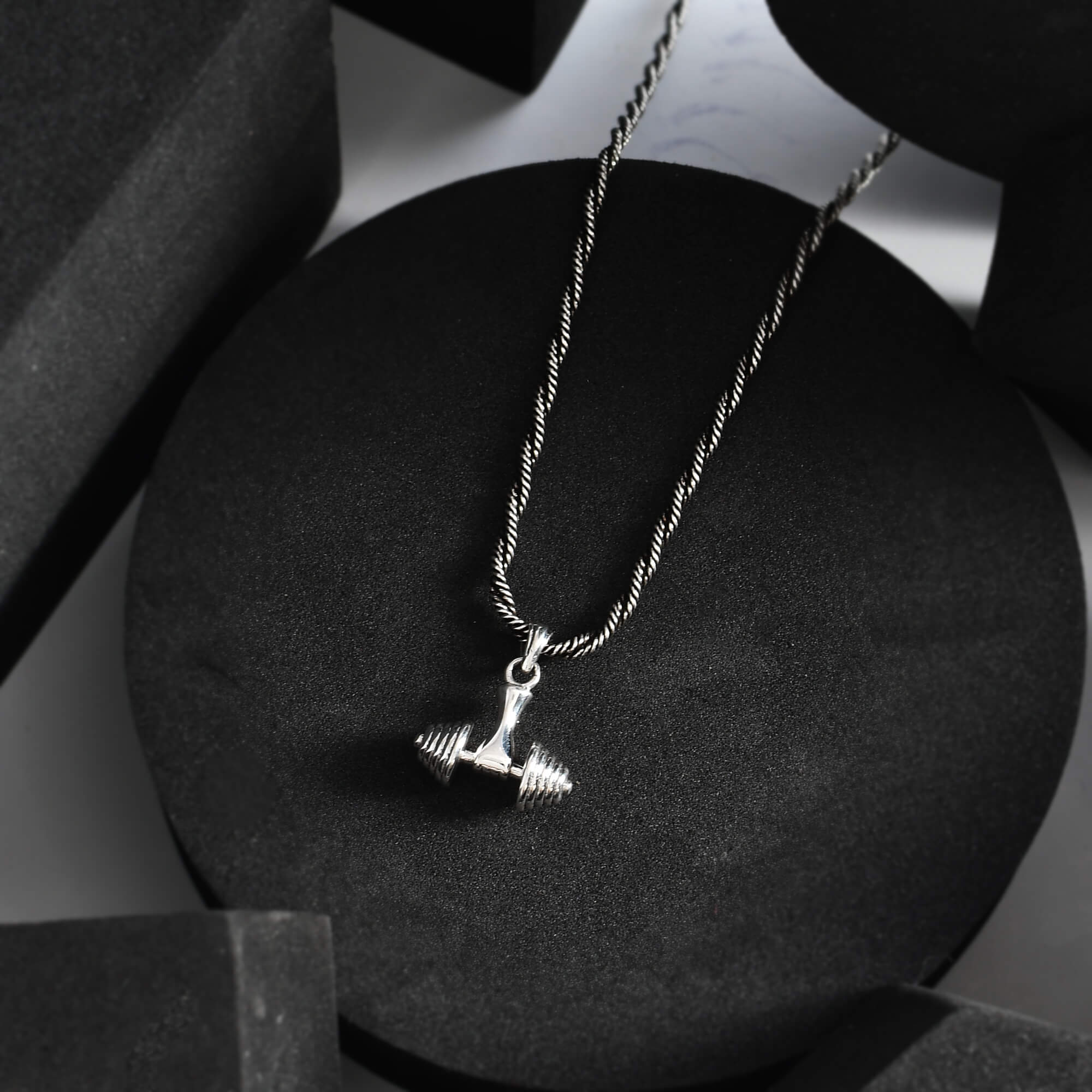Dumbell Silver Pendant - 925 Silver Jewellery Meera Jaipur