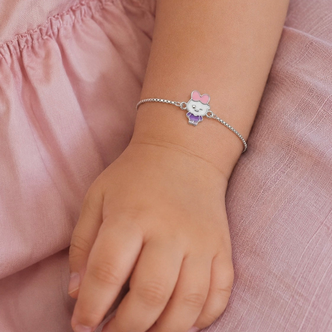 Pretty in Pink Doll Silver Bracelet