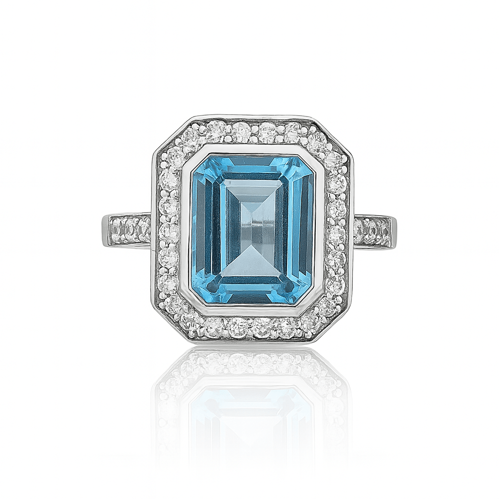 Emerald cut BT silver ring - 925 Silver Jewellery Meera Jaipur