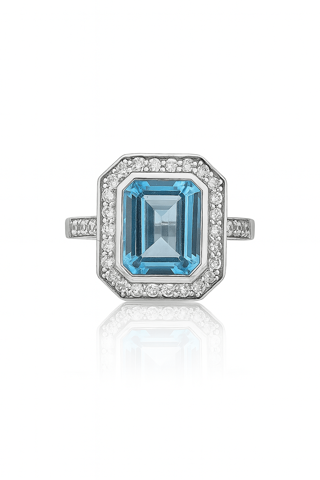 Emerald cut BT silver ring - 925 Silver Jewellery Meera Jaipur