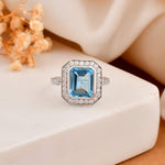 Emerald cut BT silver ring - 925 Silver Jewellery Meera Jaipur