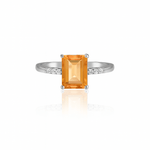 Emerald cut citrine silver ring - 925 Silver Jewellery Meera Jaipur