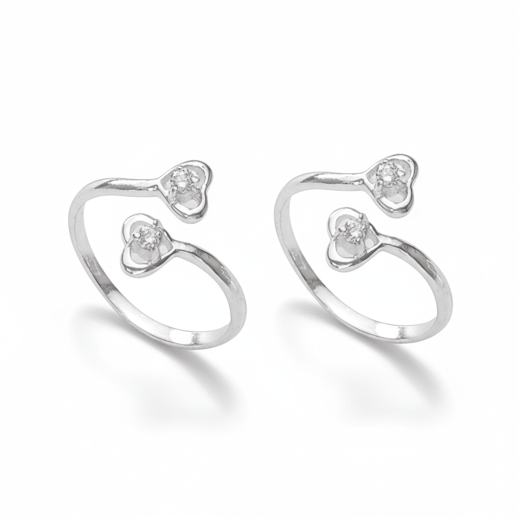 Eternal Hearts Toe Ring - 925 Silver Jewellery Meera Jaipur