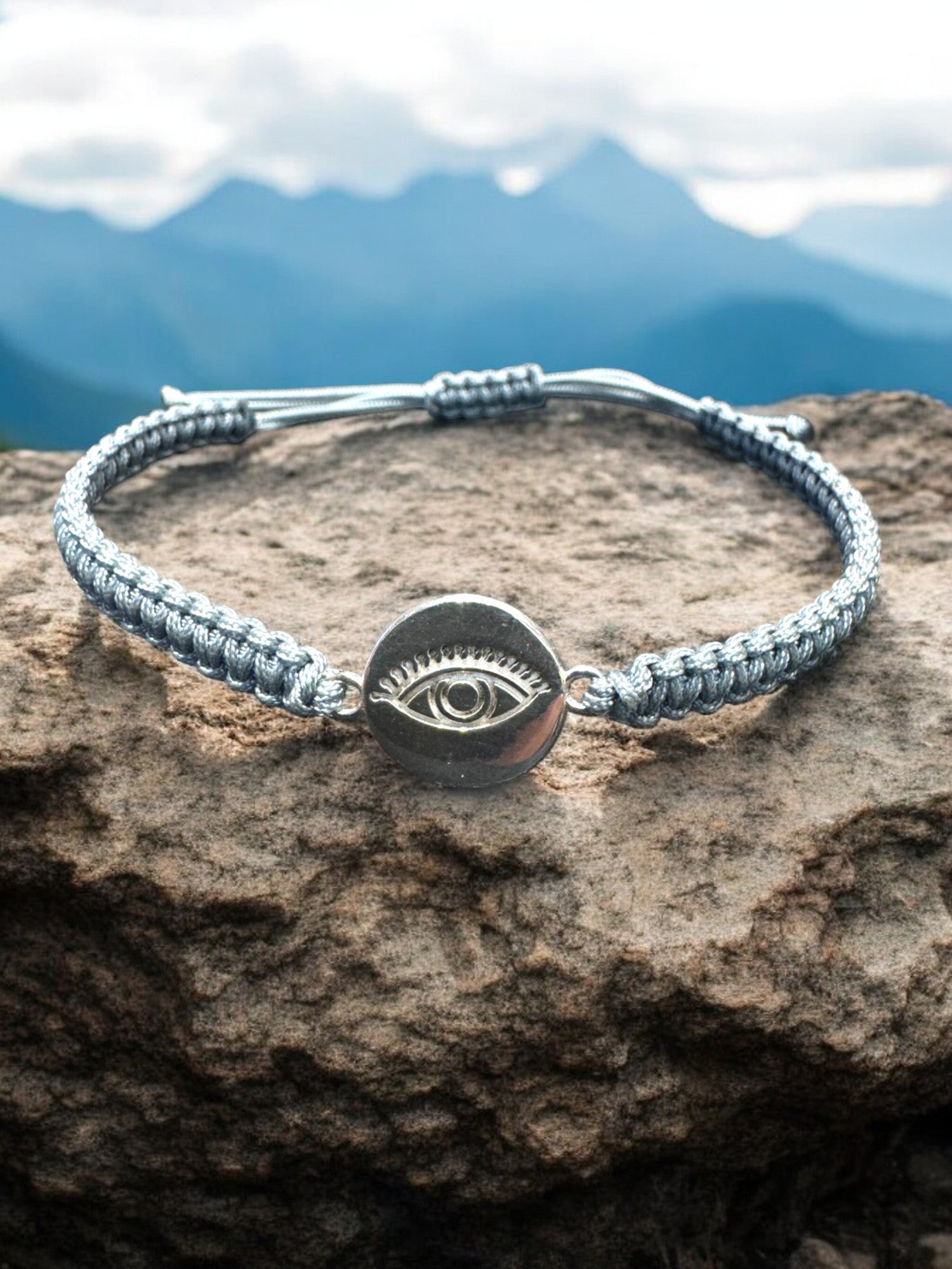 Evil eye Thread mens silver bracelet - 925 Silver Jewellery Meera Jaipur