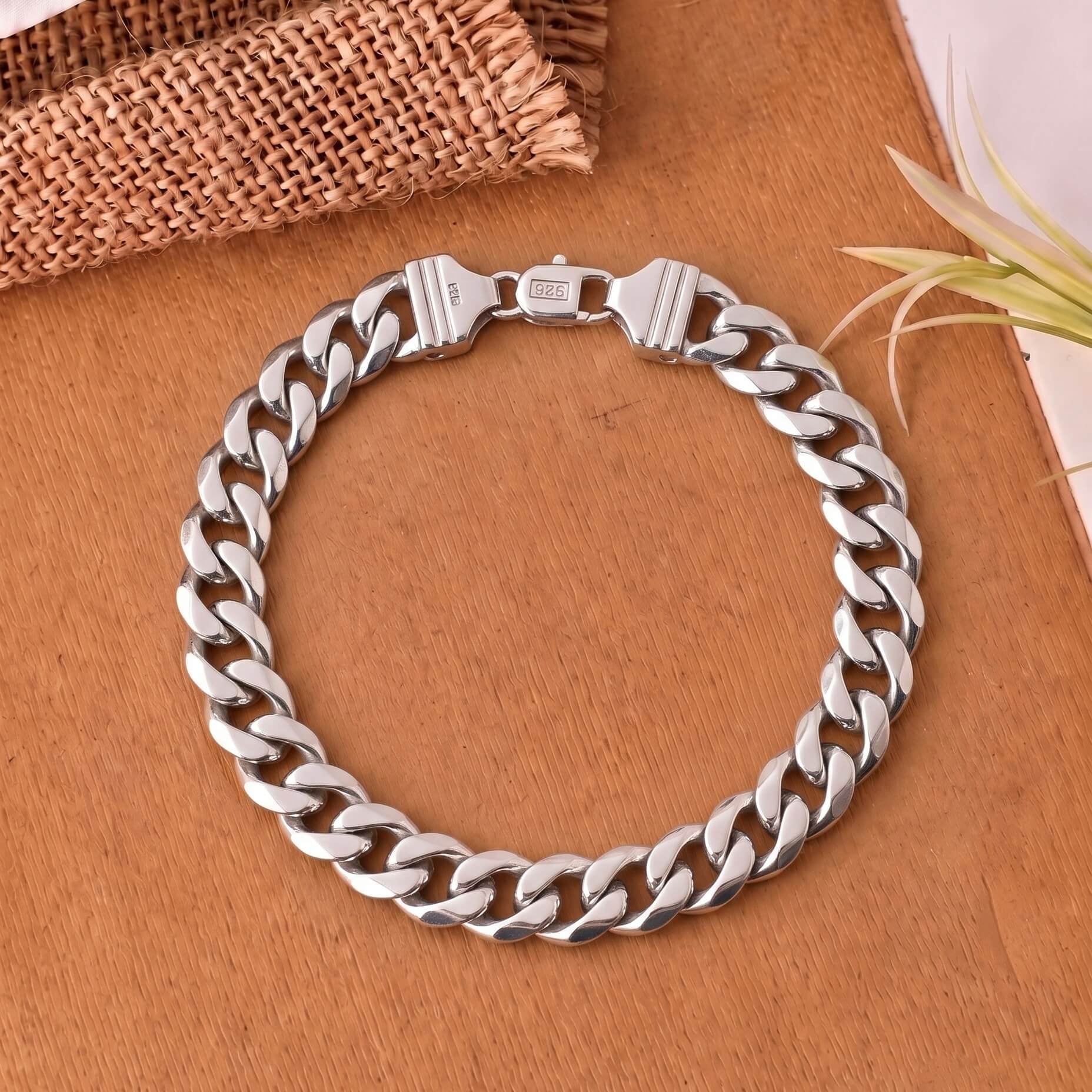 Mens Silver Heavy Cuban Chain Bracelet