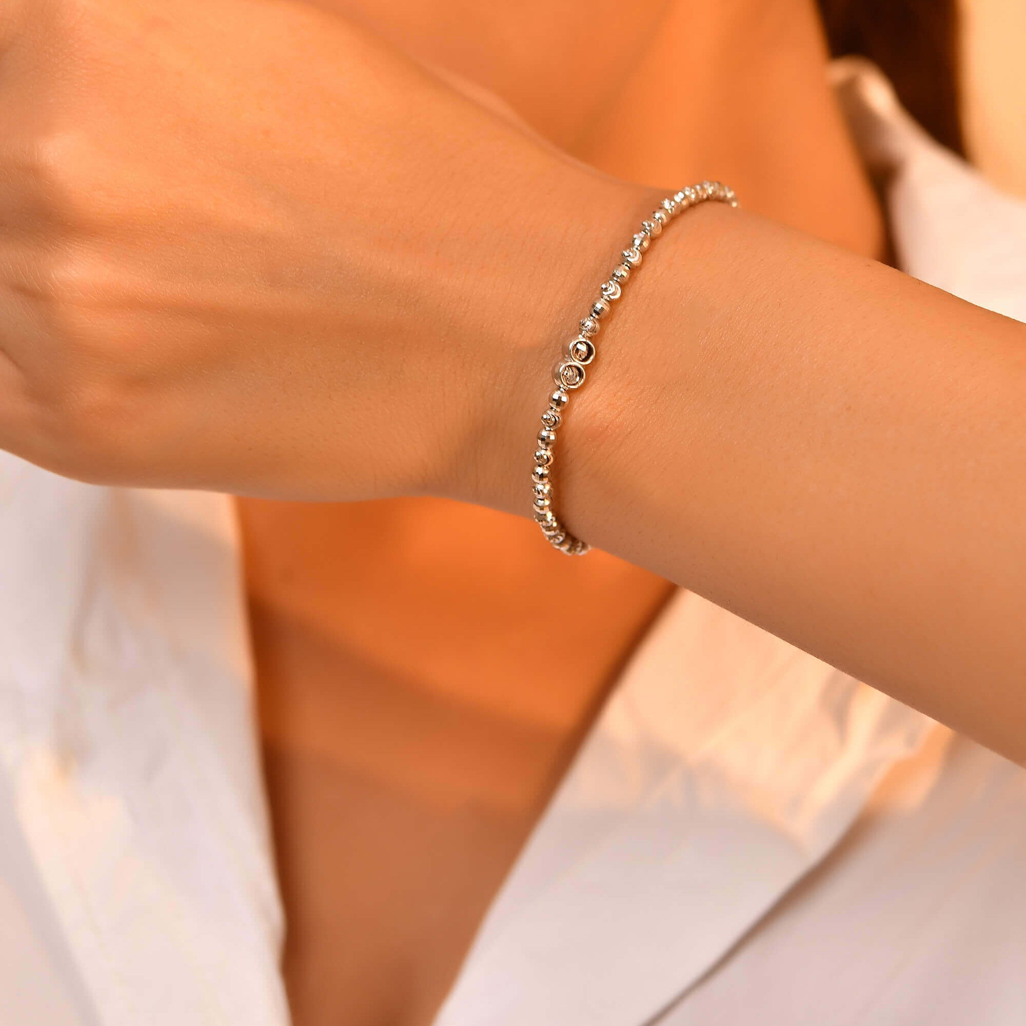 Sparkle Dot Chain Silver Bracelet