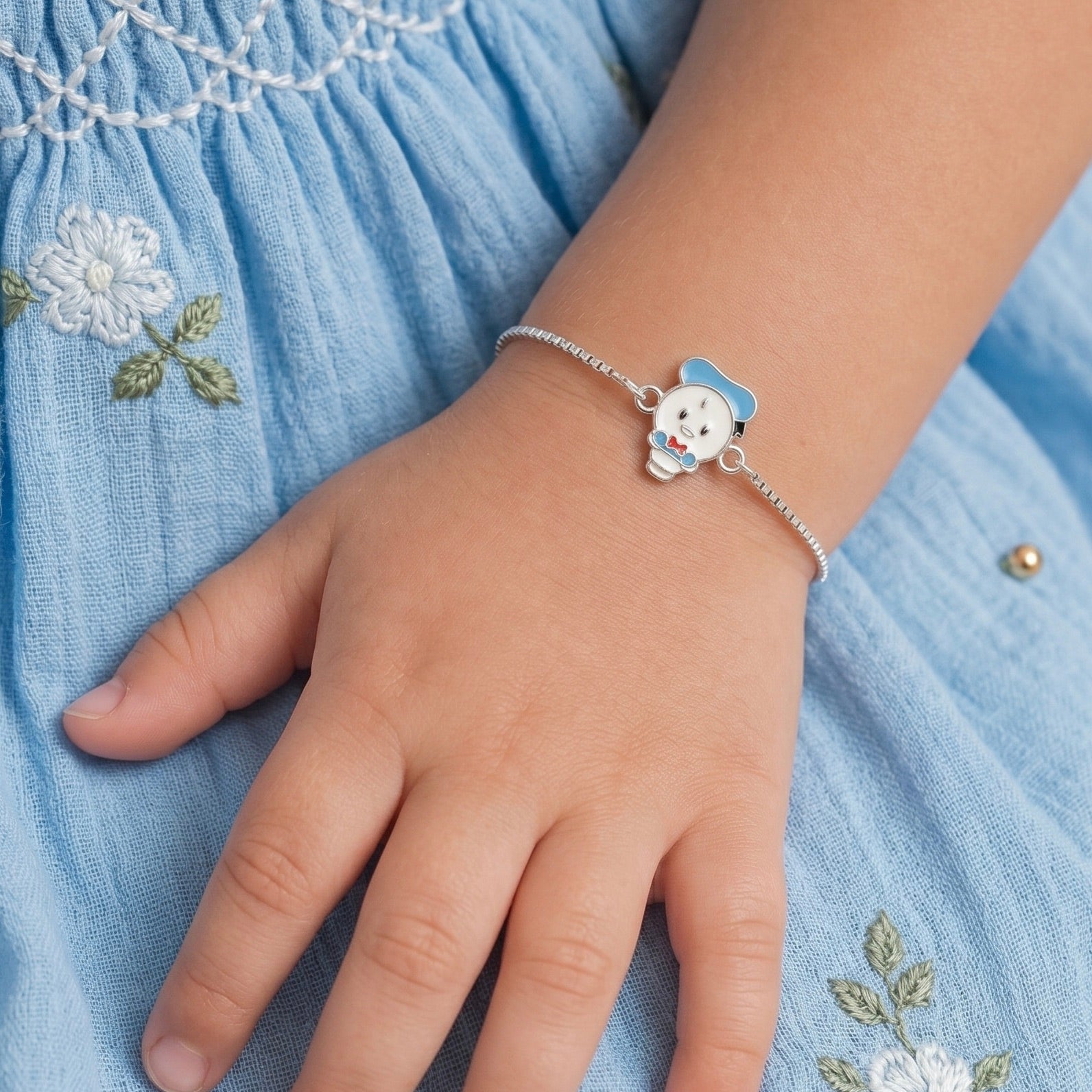 Ducky Blue Cap Silver Bracelet