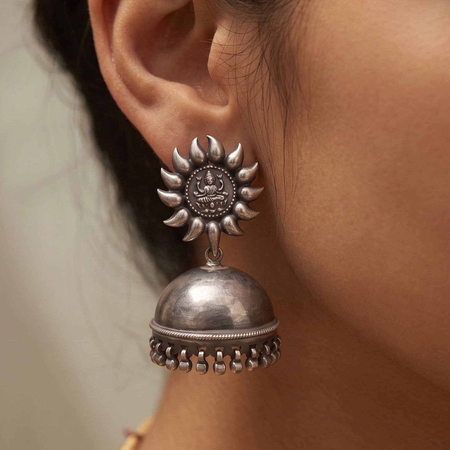 Lakshmi Silver Jhumka