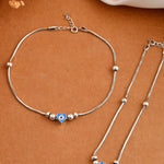 Heart Evil Eye Anklet - 925 Silver Jewellery Meera Jaipur