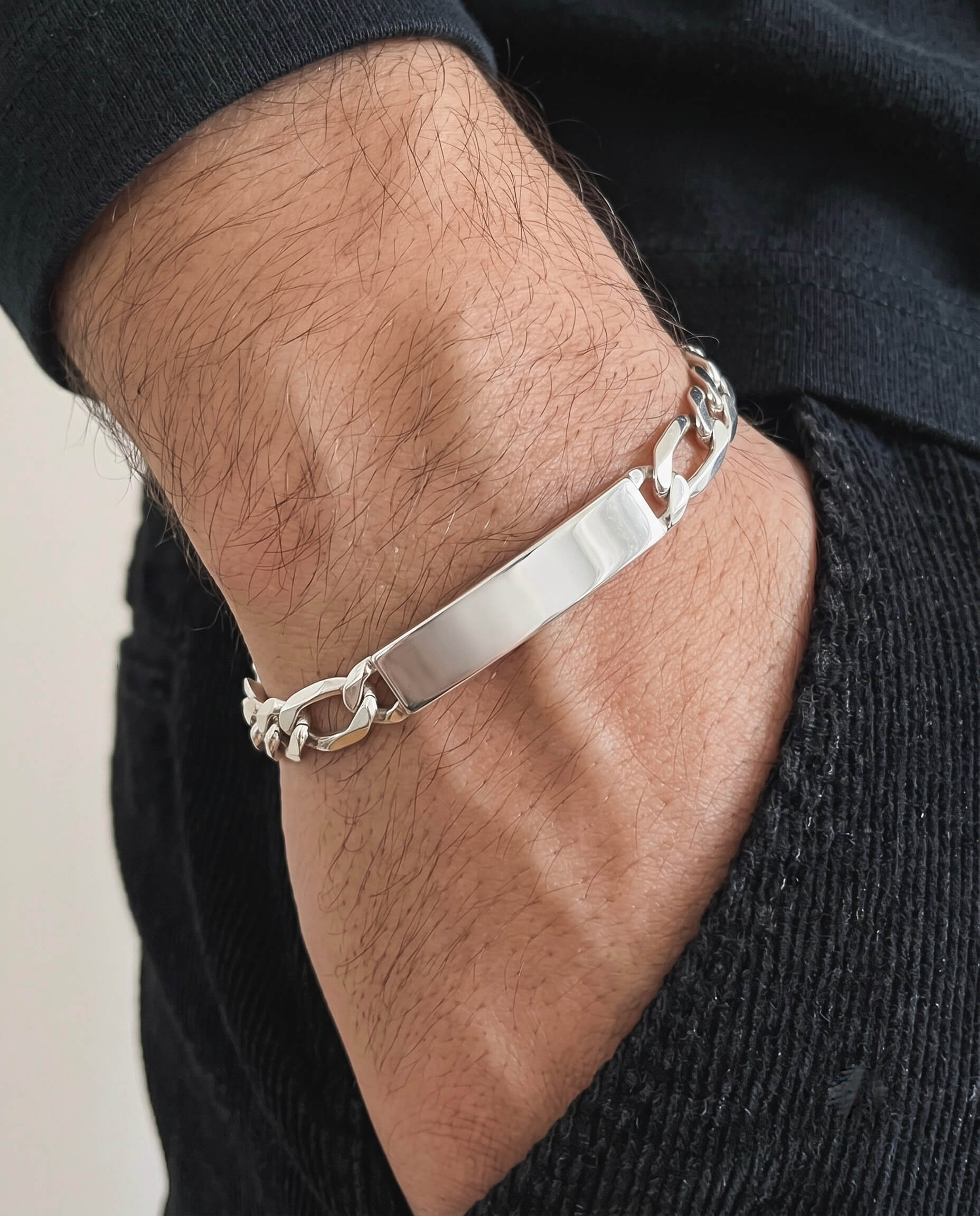 Figaro Mens Silver Bracelet 925 sterling silver meera jaipur