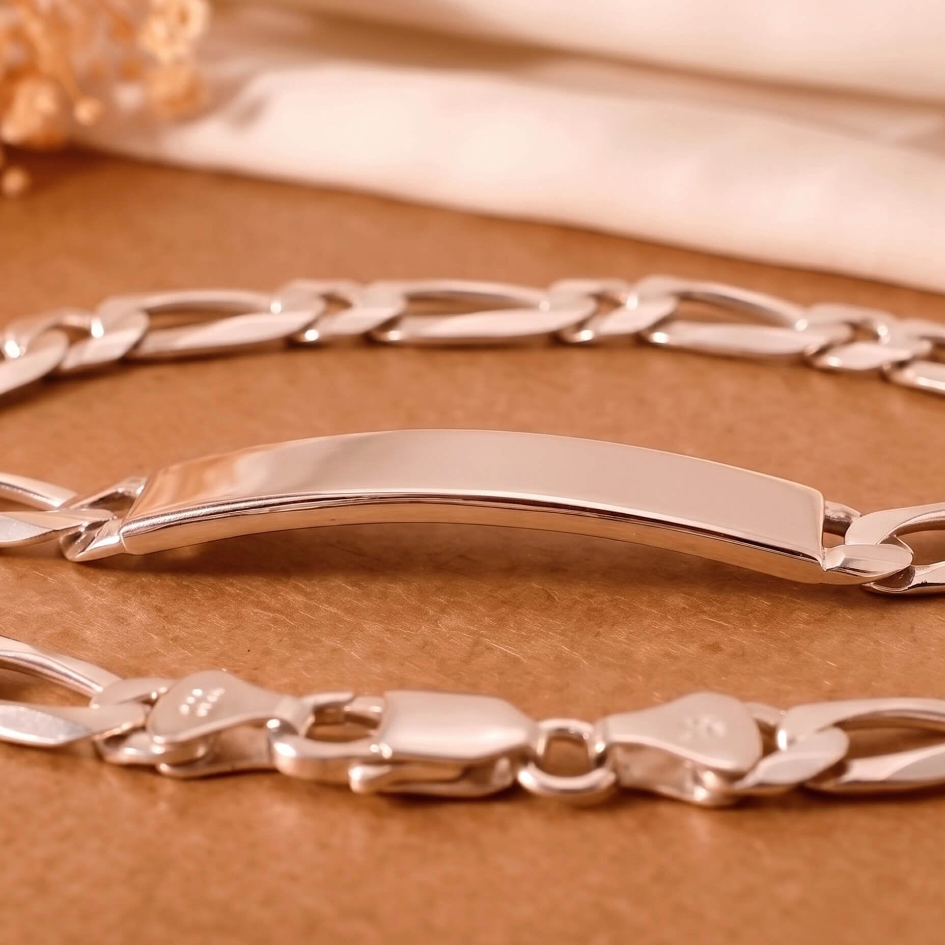 Figaro Mens Silver Bracelet 925 sterling silver meera jaipur