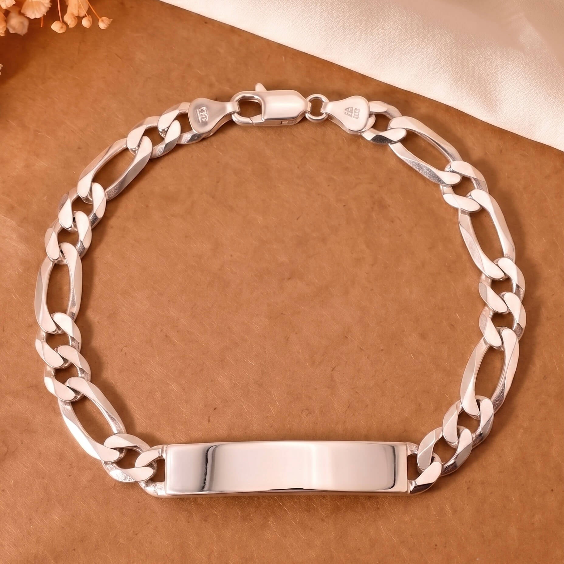 Figaro Mens Silver Bracelet 925 sterling silver meera jaipur