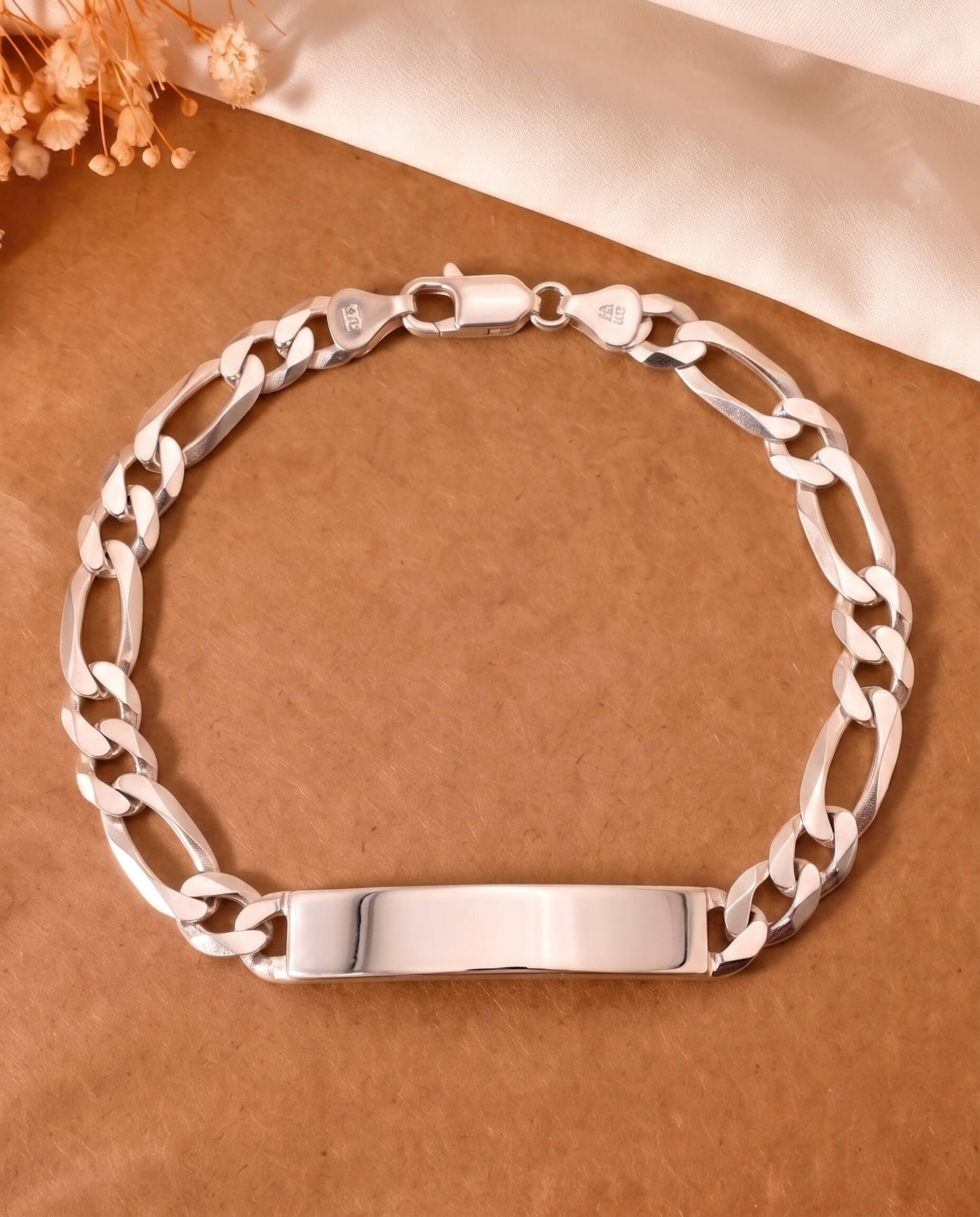 Figaro Mens Silver Bracelet 925 sterling silver meera jaipur