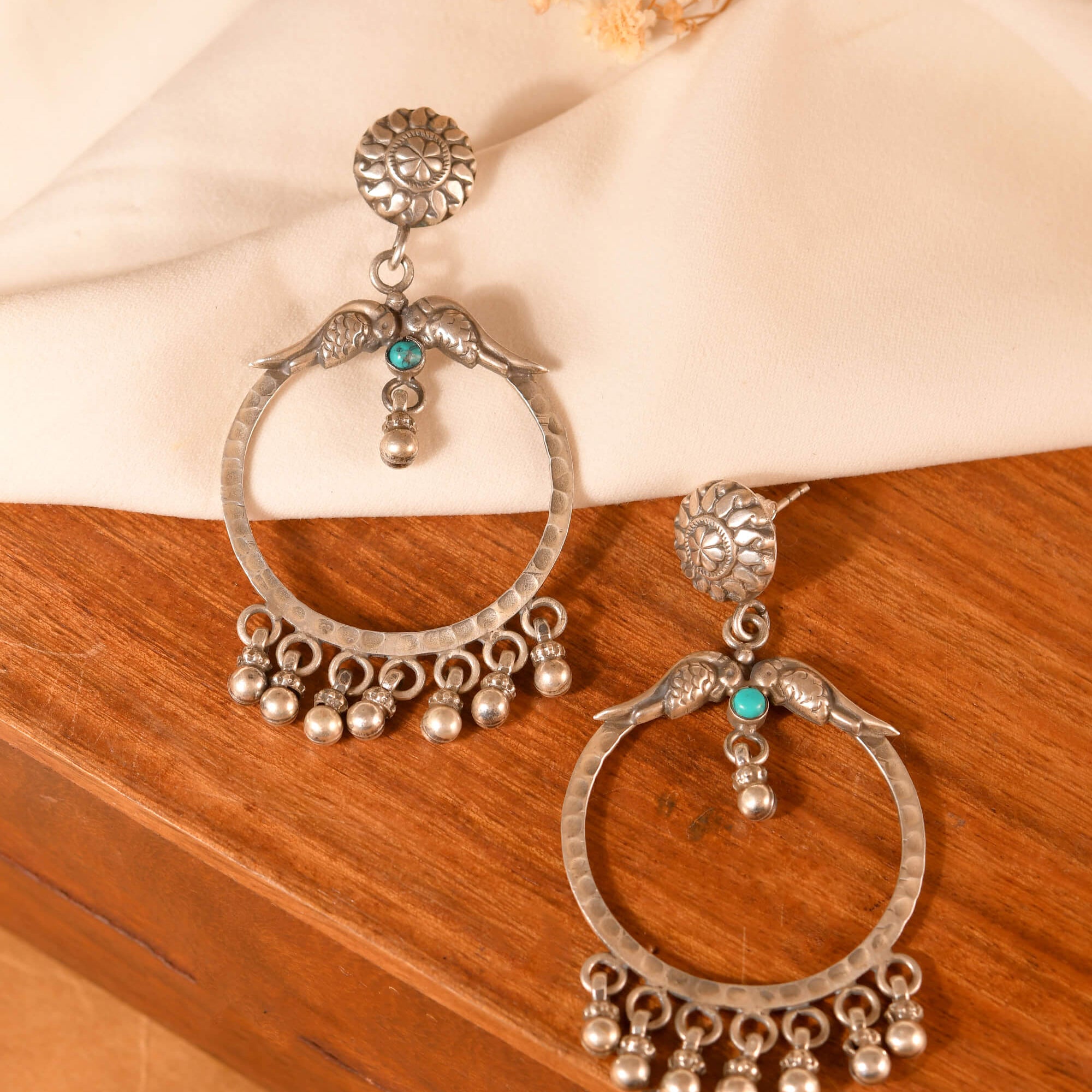 Firoza Chand Bali - 925 Silver Jewellery Meera Jaipur