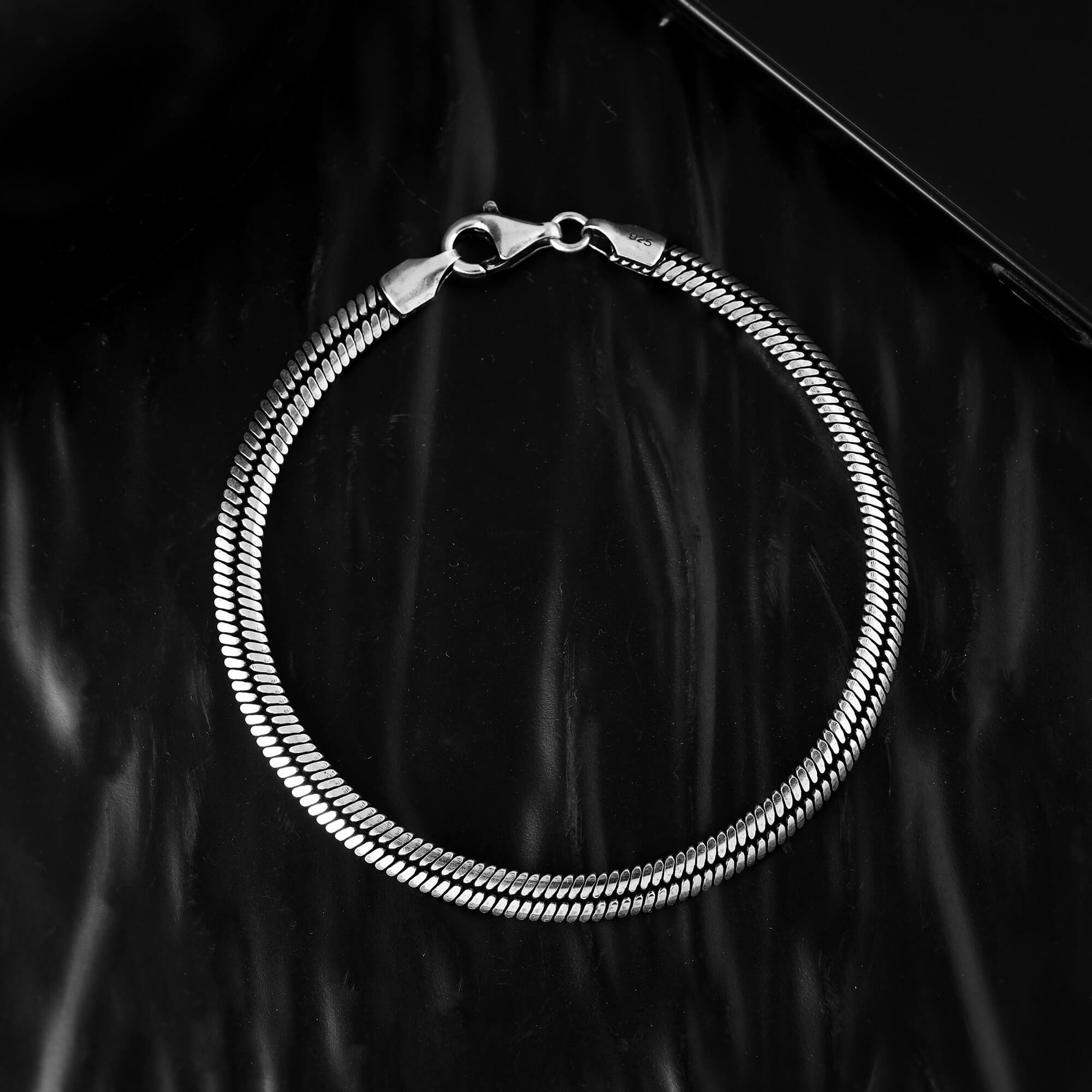 Flat chain Silver bracelet - 925 Silver Jewellery Meera Jaipur