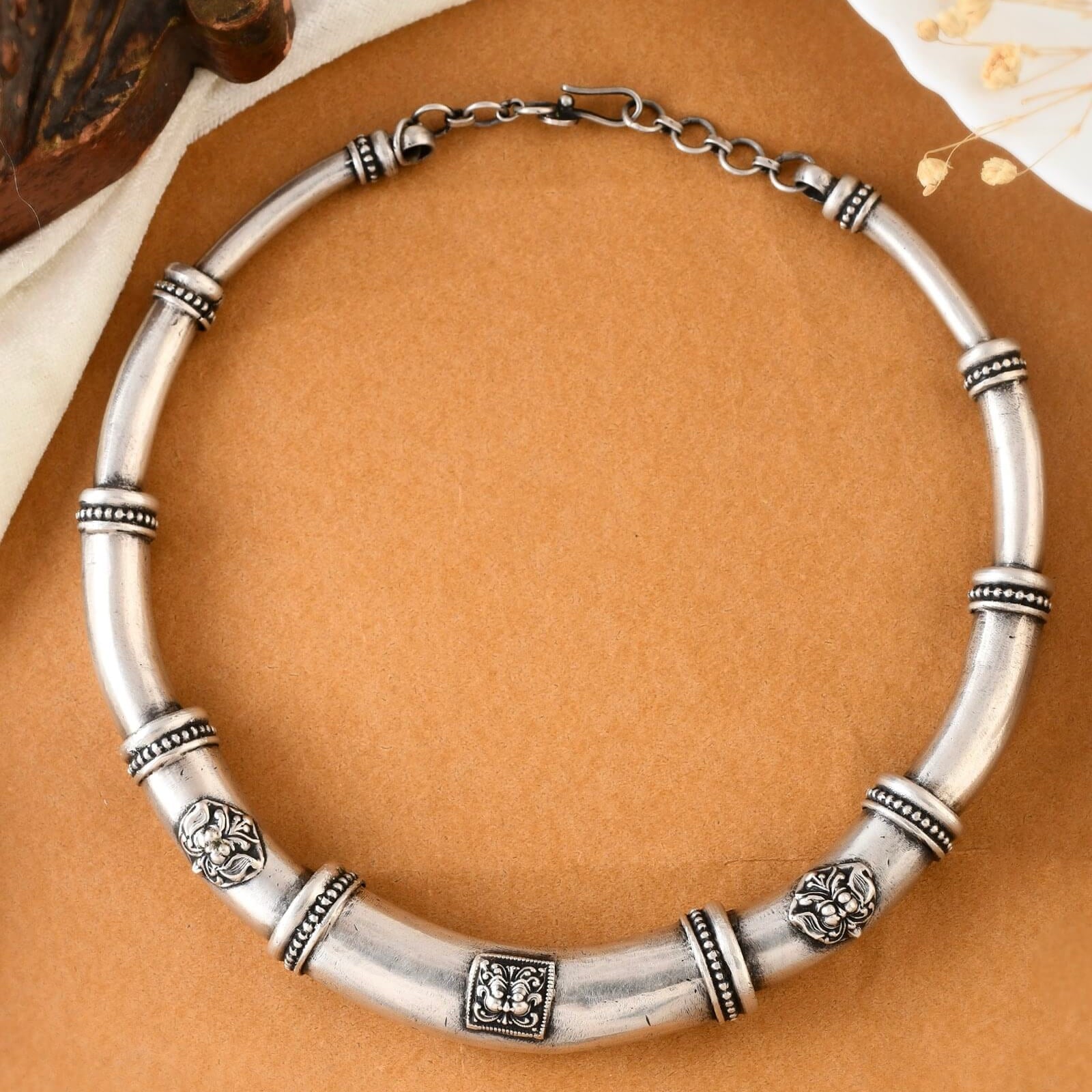 Flexible Silver Hasli - 925 Silver Jewellery Meera Jaipur