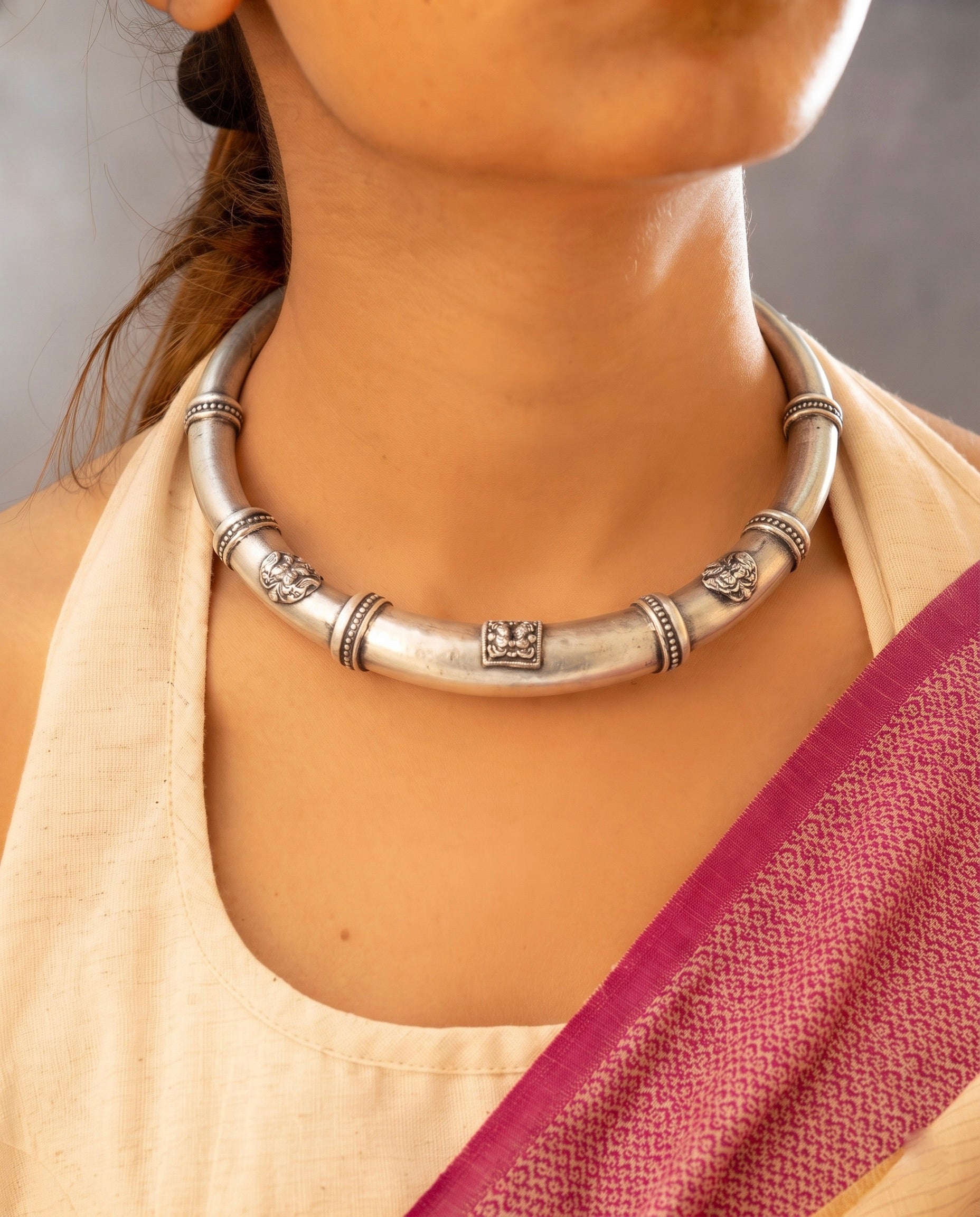 Flexible Silver Hasli - 925 Silver Jewellery Meera Jaipur