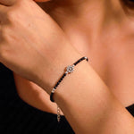 Floral Black Bead Silver Bracelet 925 sterling silver meera jaipur