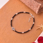 Floral Black Bead Silver Bracelet 925 sterling silver meera jaipur