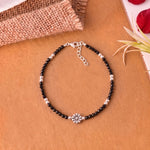 Floral Black Bead Silver Bracelet 925 sterling silver meera jaipur 
