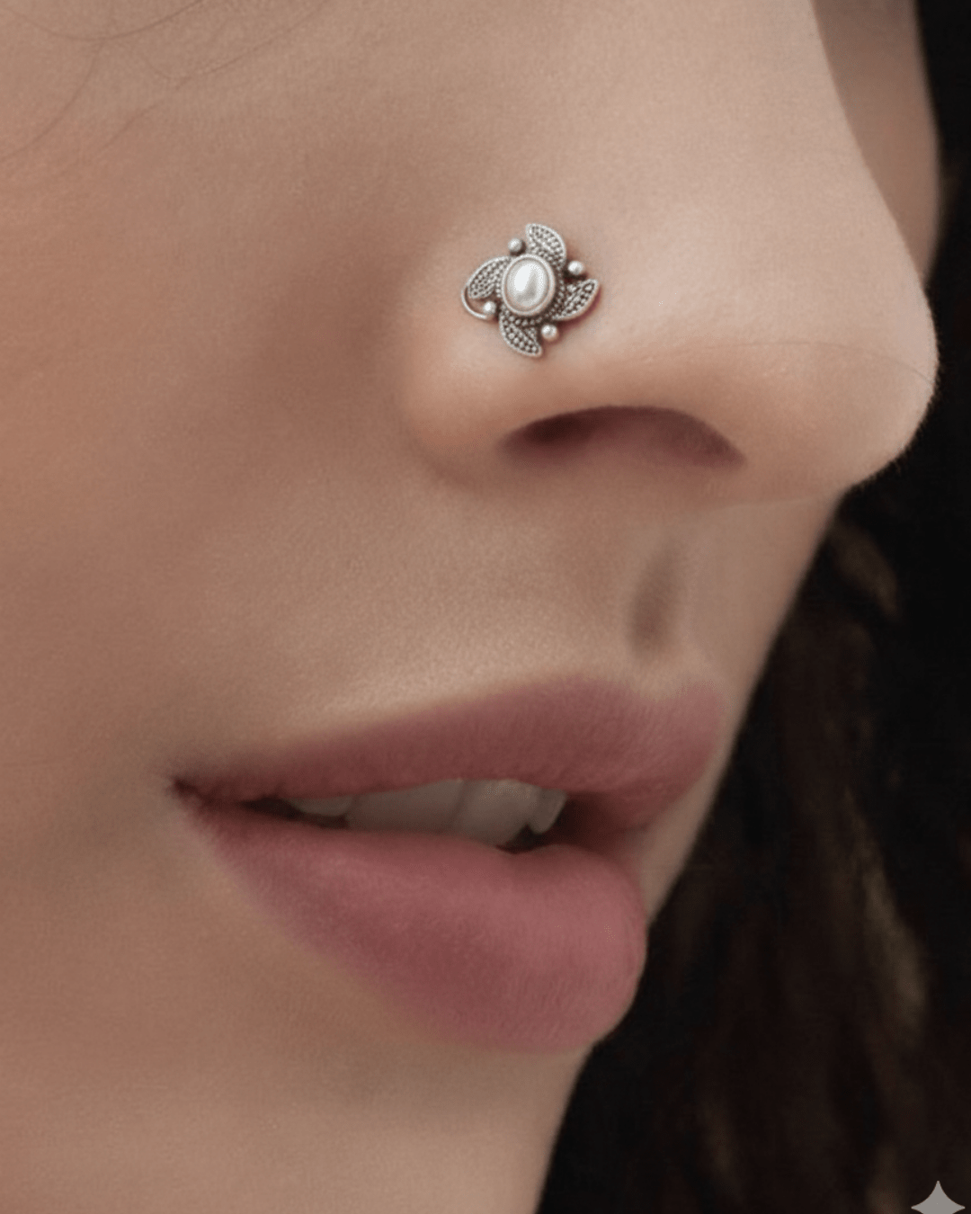 Floral Nose Pin - 925 Silver Jewellery Meera Jaipur