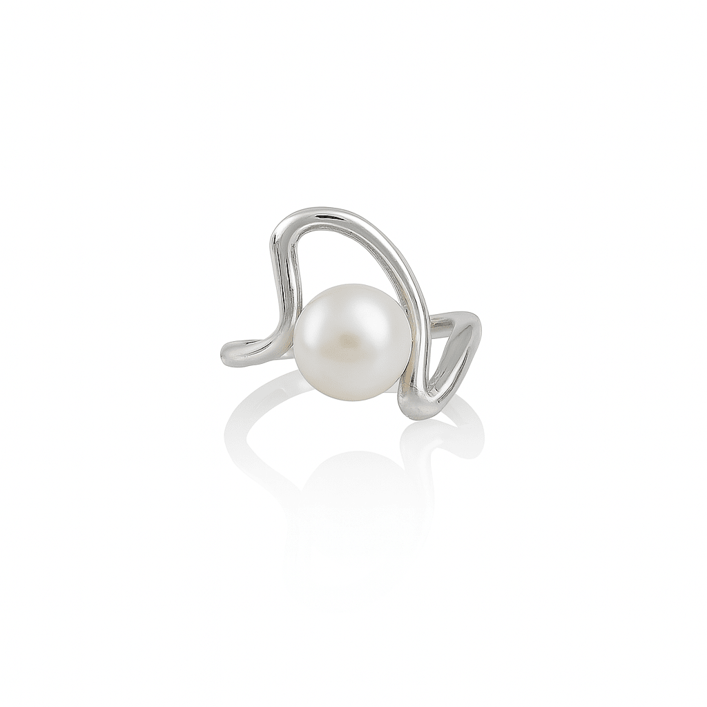 Gama silver ring with pearl - 925 Silver Jewellery Meera Jaipur