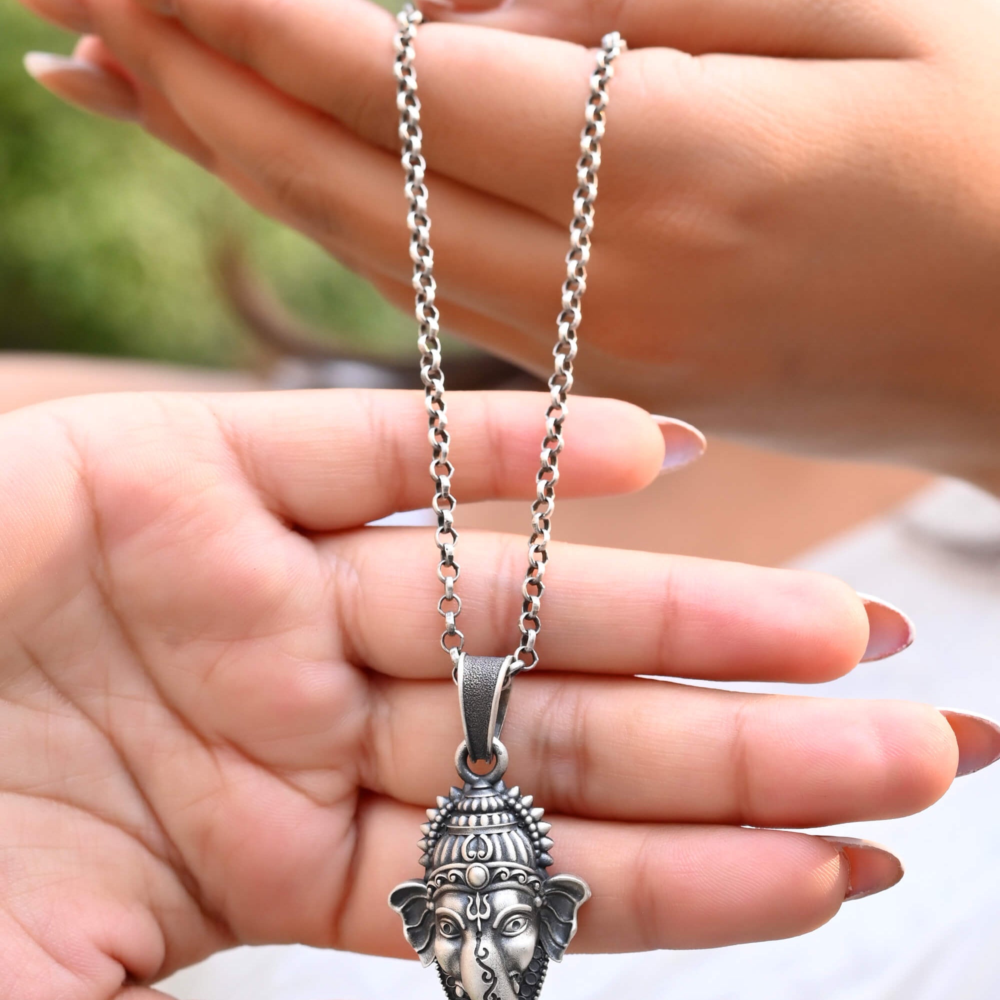 Ganesh ji Face Pendant - 925 Silver Jewellery Meera Jaipur