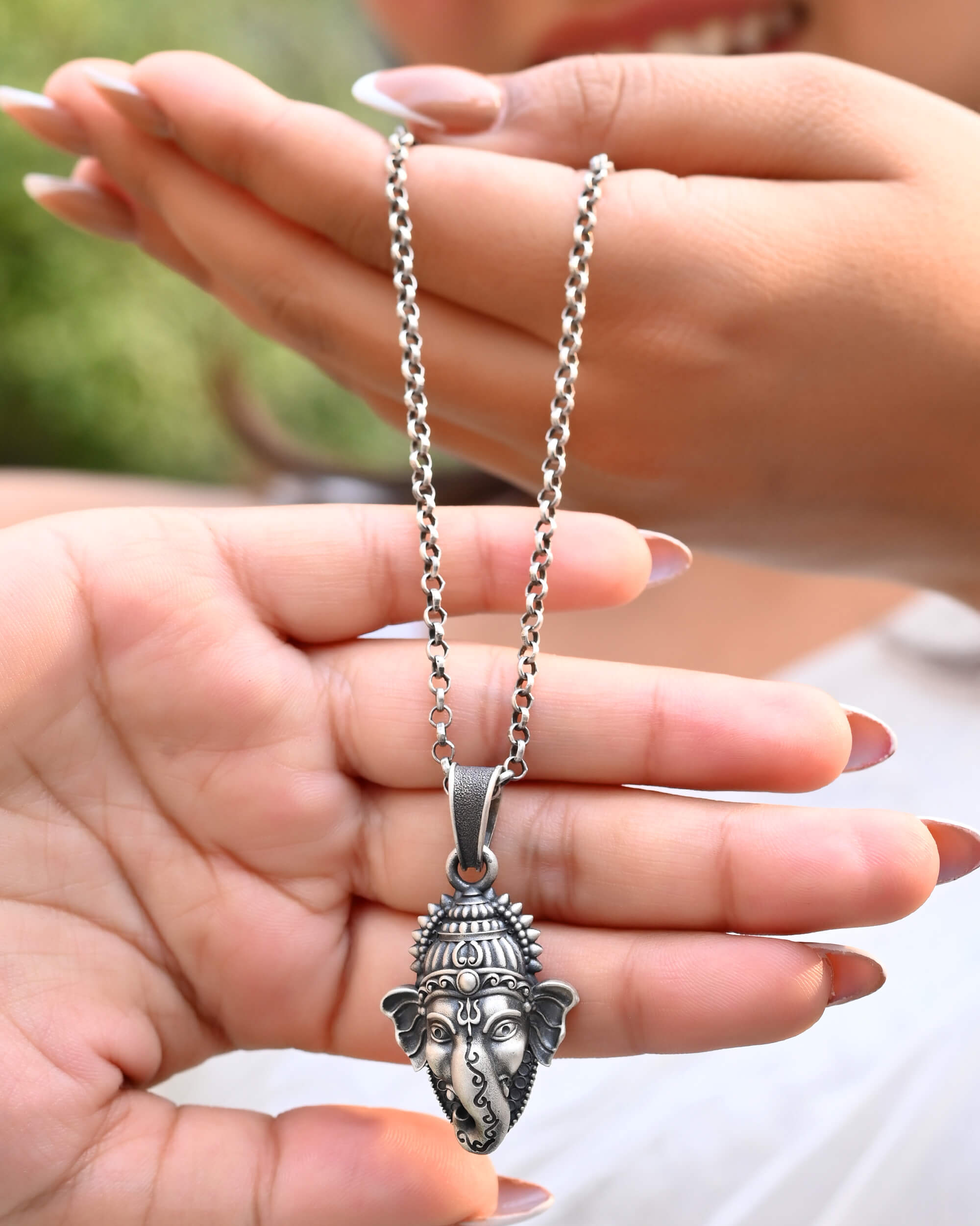 Ganesh ji Face Pendant - 925 Silver Jewellery Meera Jaipur