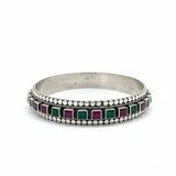 Rajwada Silver Cut Stone Bangle