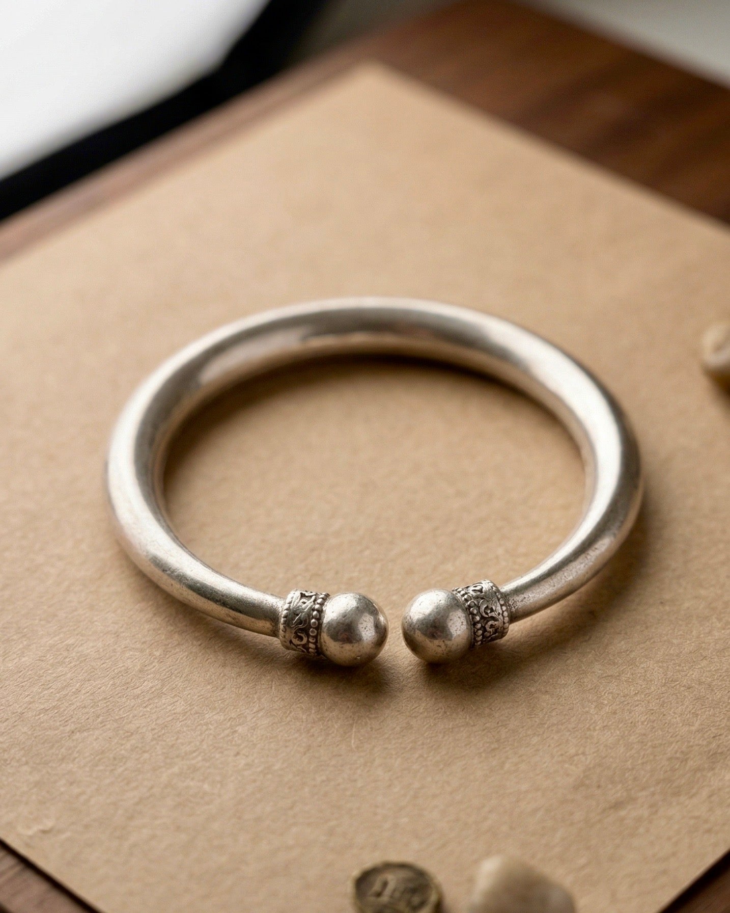 Pahadi Tribal Silver Bangle - 925 Silver Jewellery Meera Jaipur