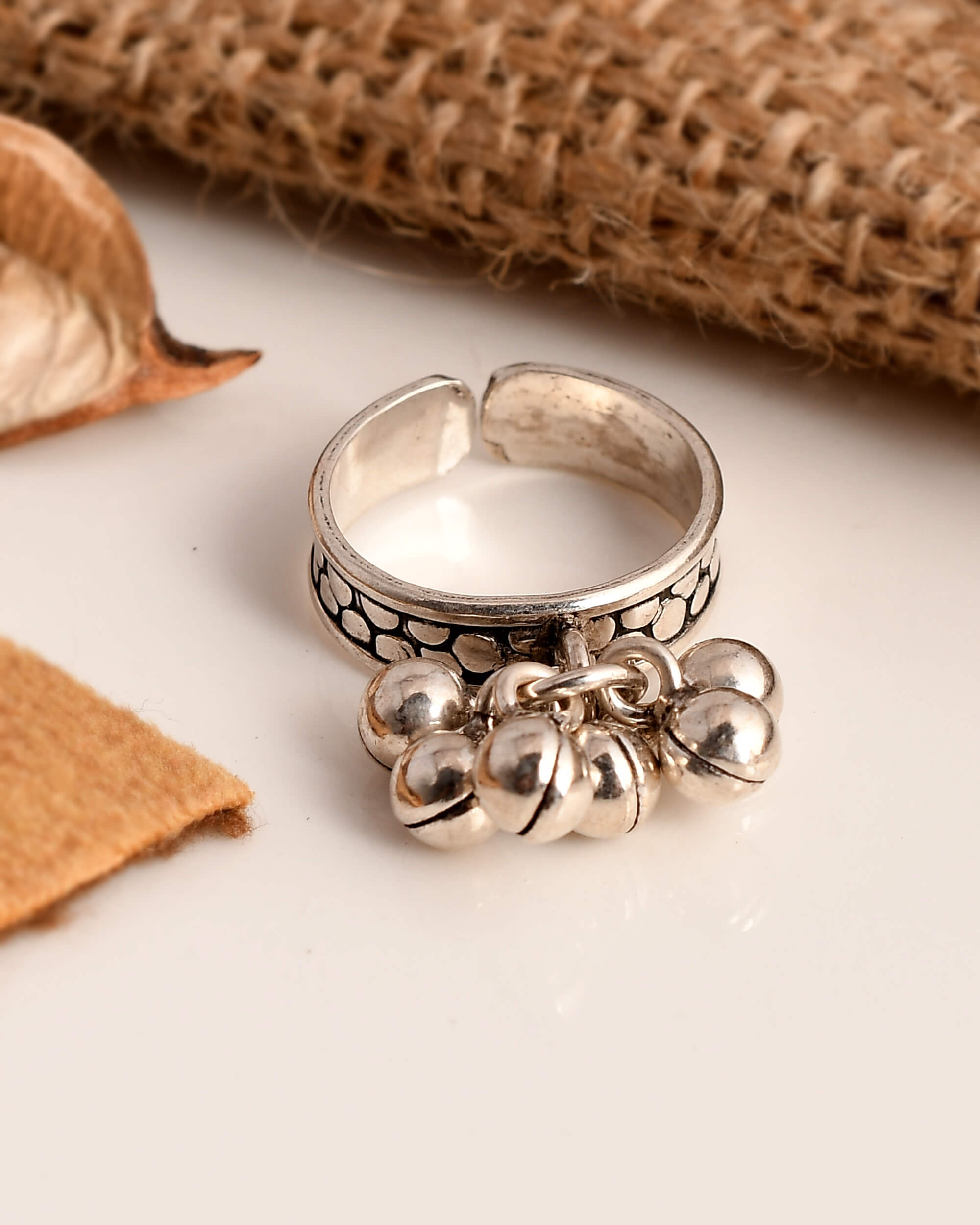 Ghoongroo silver toe ring 925 sterling silver - meera jaipur