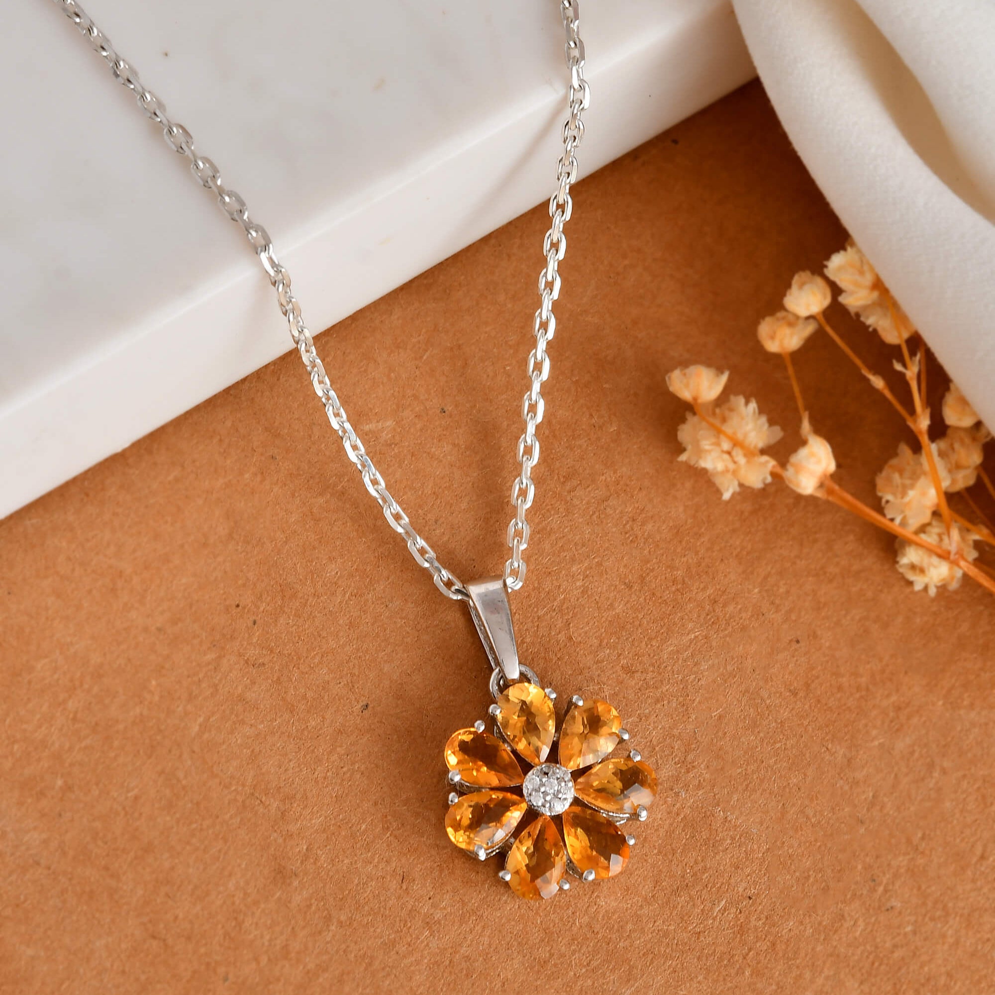 Golden Bloom Pendant - 925 Silver Jewellery Meera Jaipur