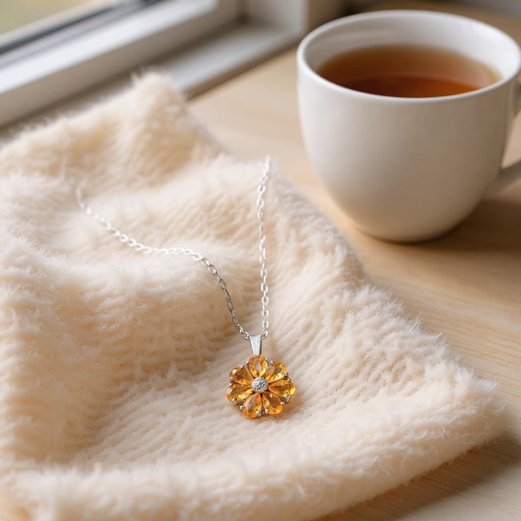 Golden Bloom Pendant - 925 Silver Jewellery Meera Jaipur