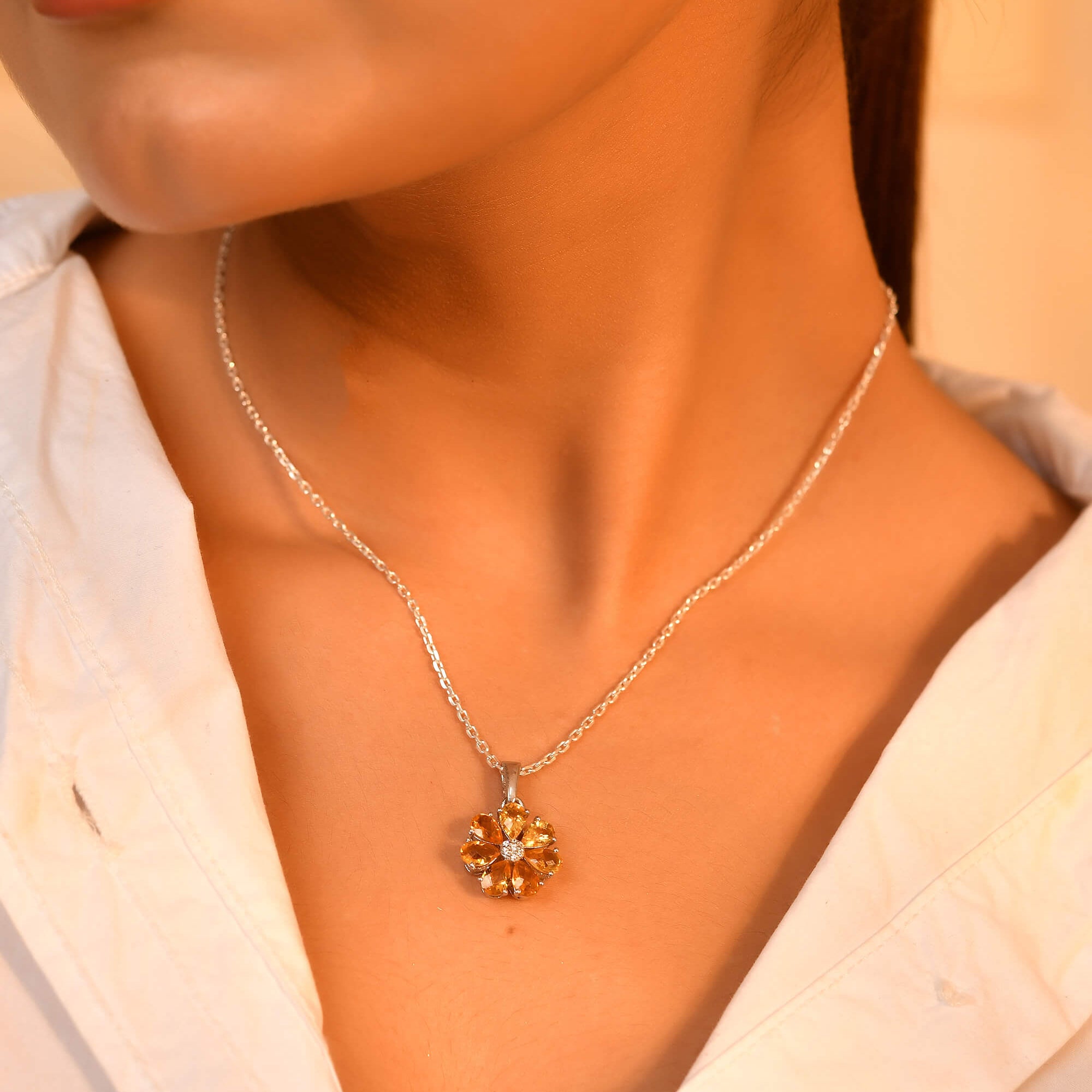 Golden Bloom Pendant - 925 Silver Jewellery Meera Jaipur
