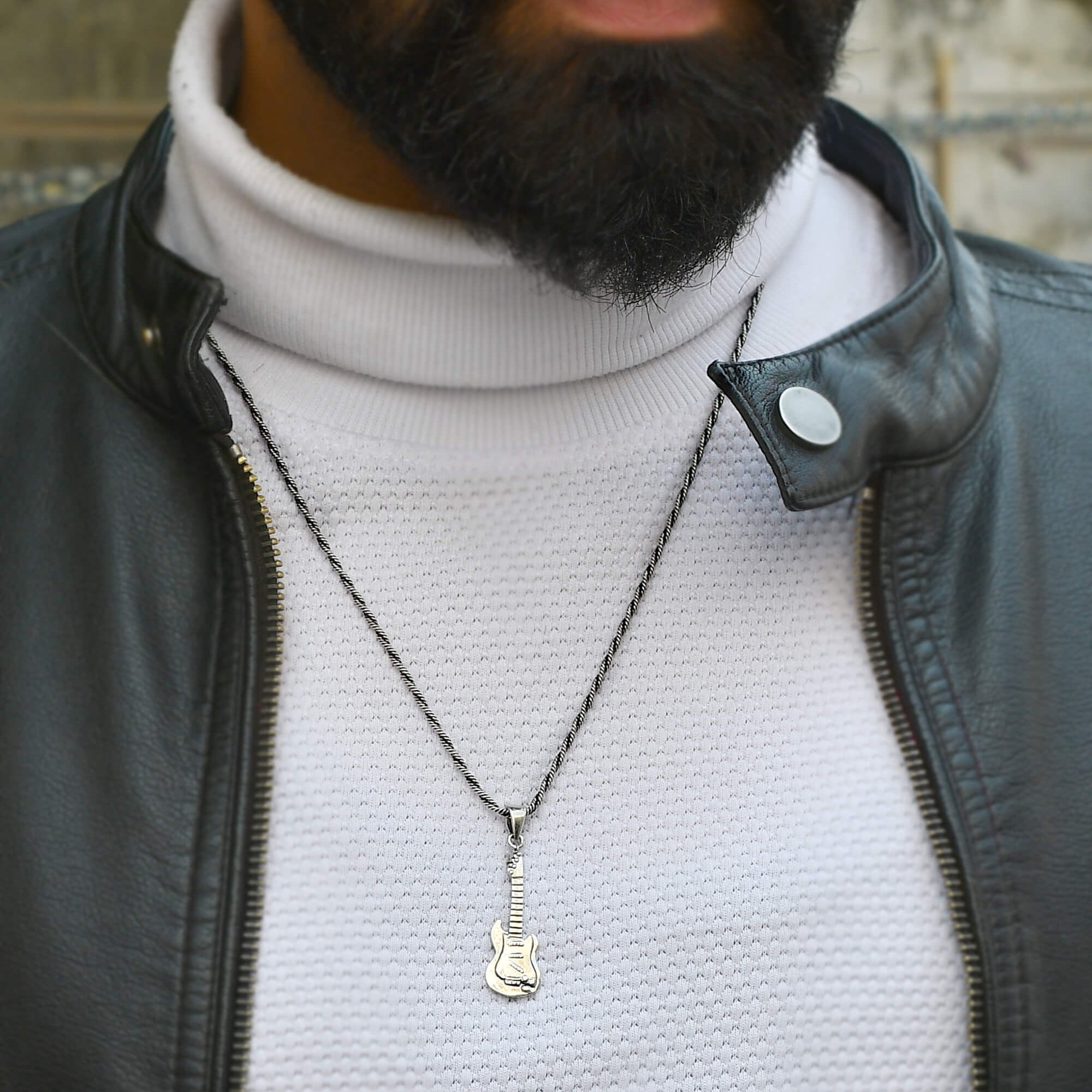 Guitar Silver Pendant - 925 Silver Jewellery Meera Jaipur