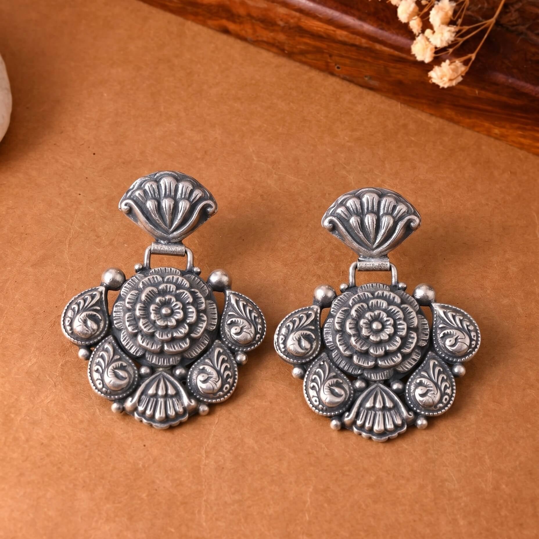 Guldasta Silver Earring 926 sterling silver meera jaipur1