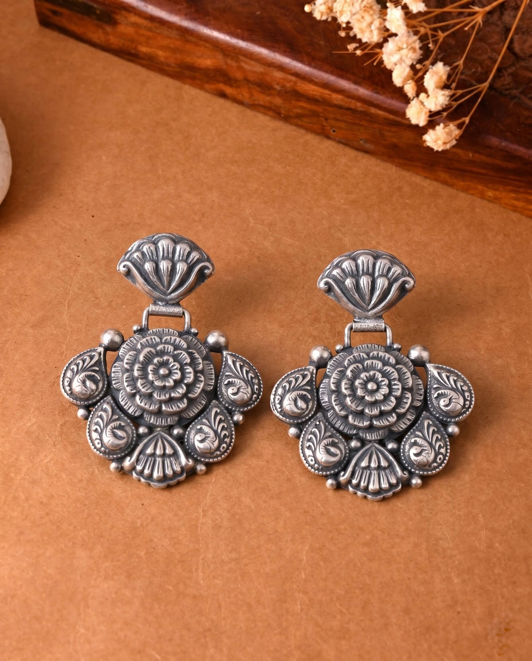 Guldasta Silver Earring 926 sterling silver meera jaipur1