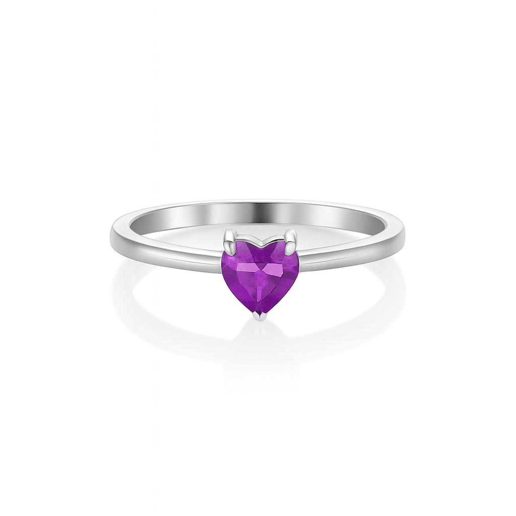 Heart Amethyst Silver ring - 925 Silver Jewellery Meera Jaipur