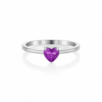 Heart Amethyst Silver ring - 925 Silver Jewellery Meera Jaipur