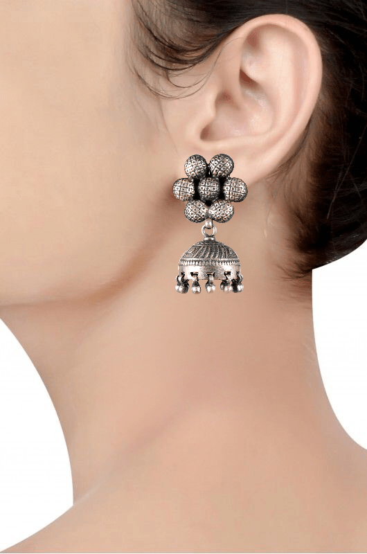 Pushp Small Jhumki - 925 Silver Jewellery Meera Jaipur