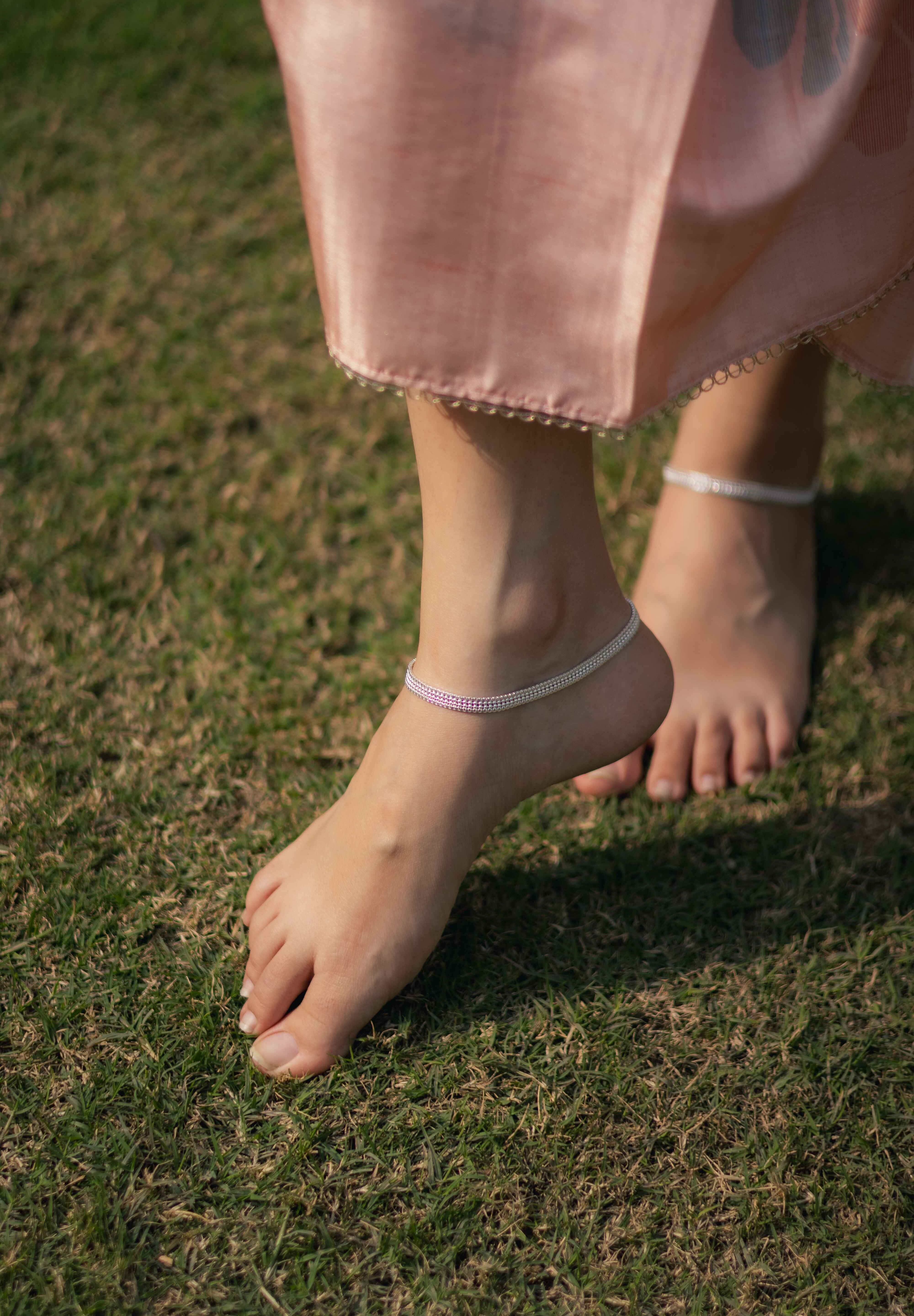 Flat Silver Anklet - 925 Silver Jewellery Meera Jaipur