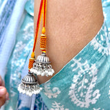 Bhabhi Silver Lumba Rakhi and Jhumki
