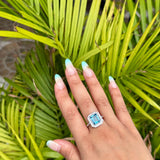 Emerald cut BT silver ring